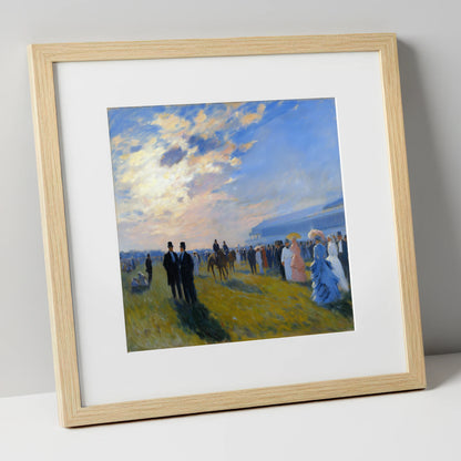 Society at the Races racing horse art print in natural frame