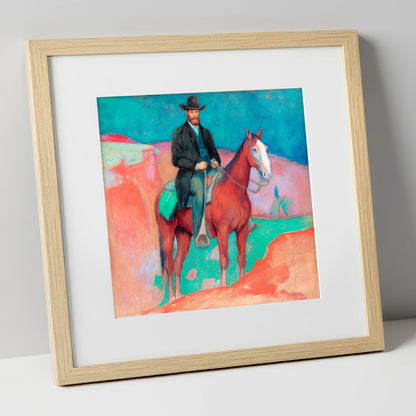 The Painted Frontier western horse art print in natural frame