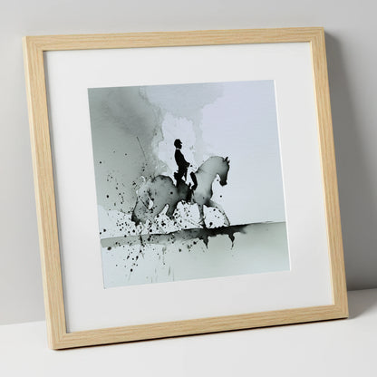 Silhouetted Dressage Elegance dressage horse art print in natural frame