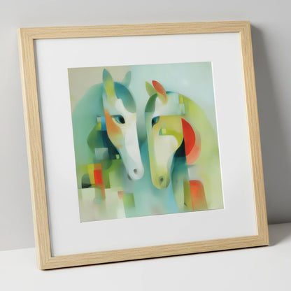 Structured Serenity horse portrait art print in natural frame
