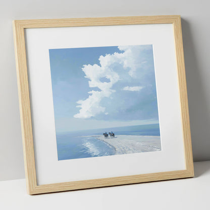 Edge of the Tide horse landscape art print in natural frame