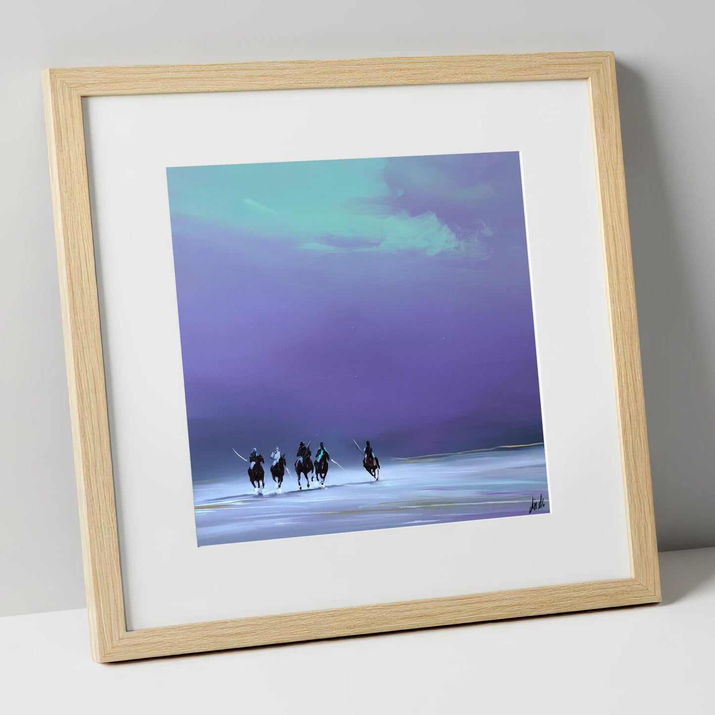 The Final Chukka polo horse art print in natural frame