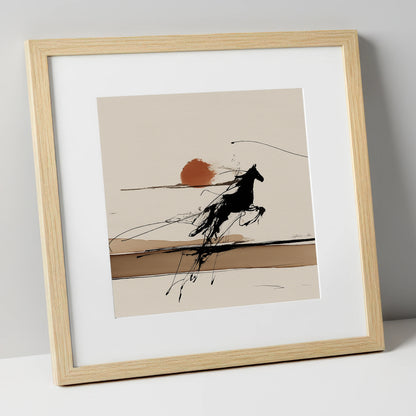 Wild Horizon Flight wild horses art print in natural frame