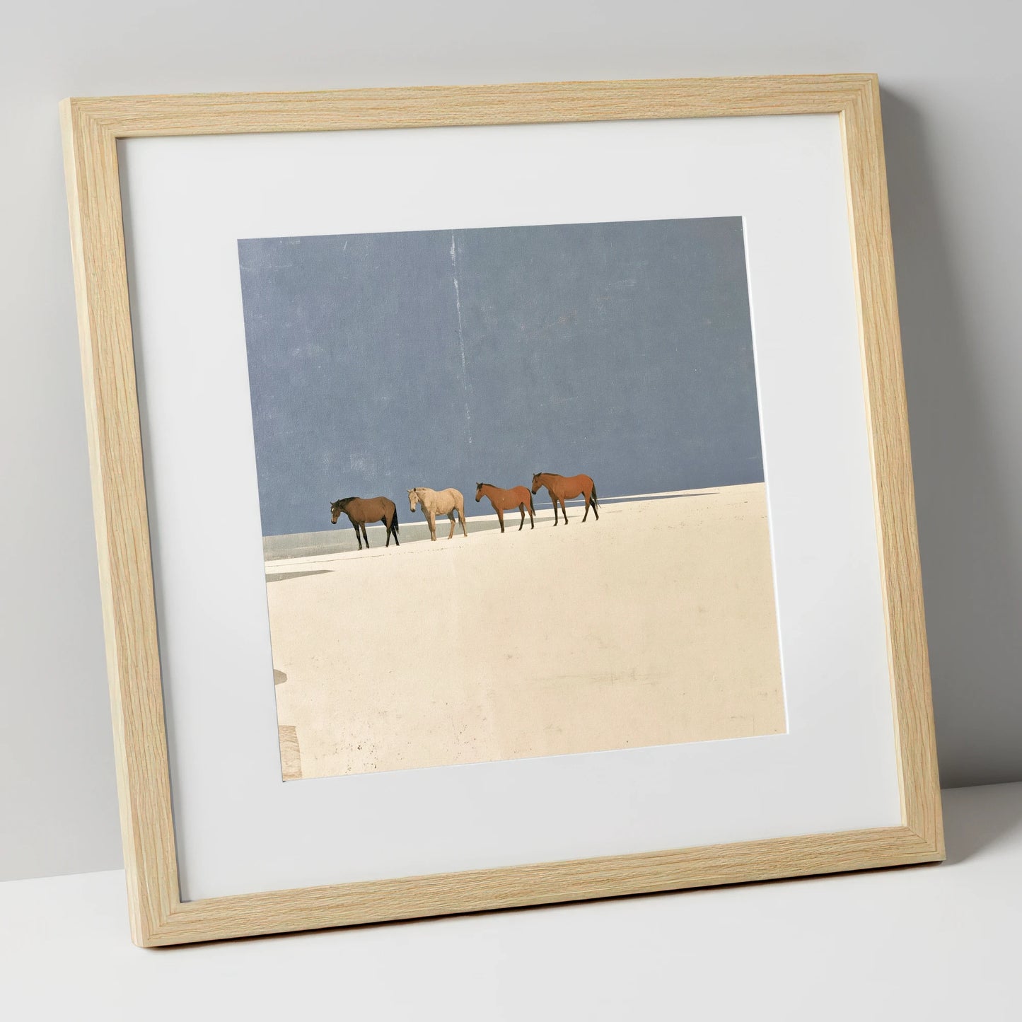 Stillness on the Horizon horse landscape art print in natural frame