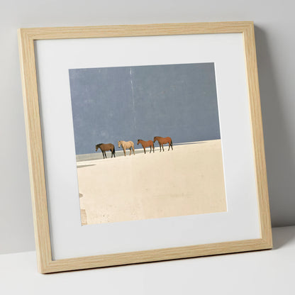 Stillness on the Horizon horse landscape art print in natural frame