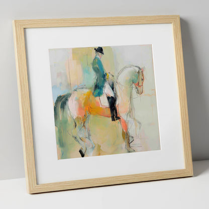 Abstract Dressage Harmony dressage horse art print in natural frame