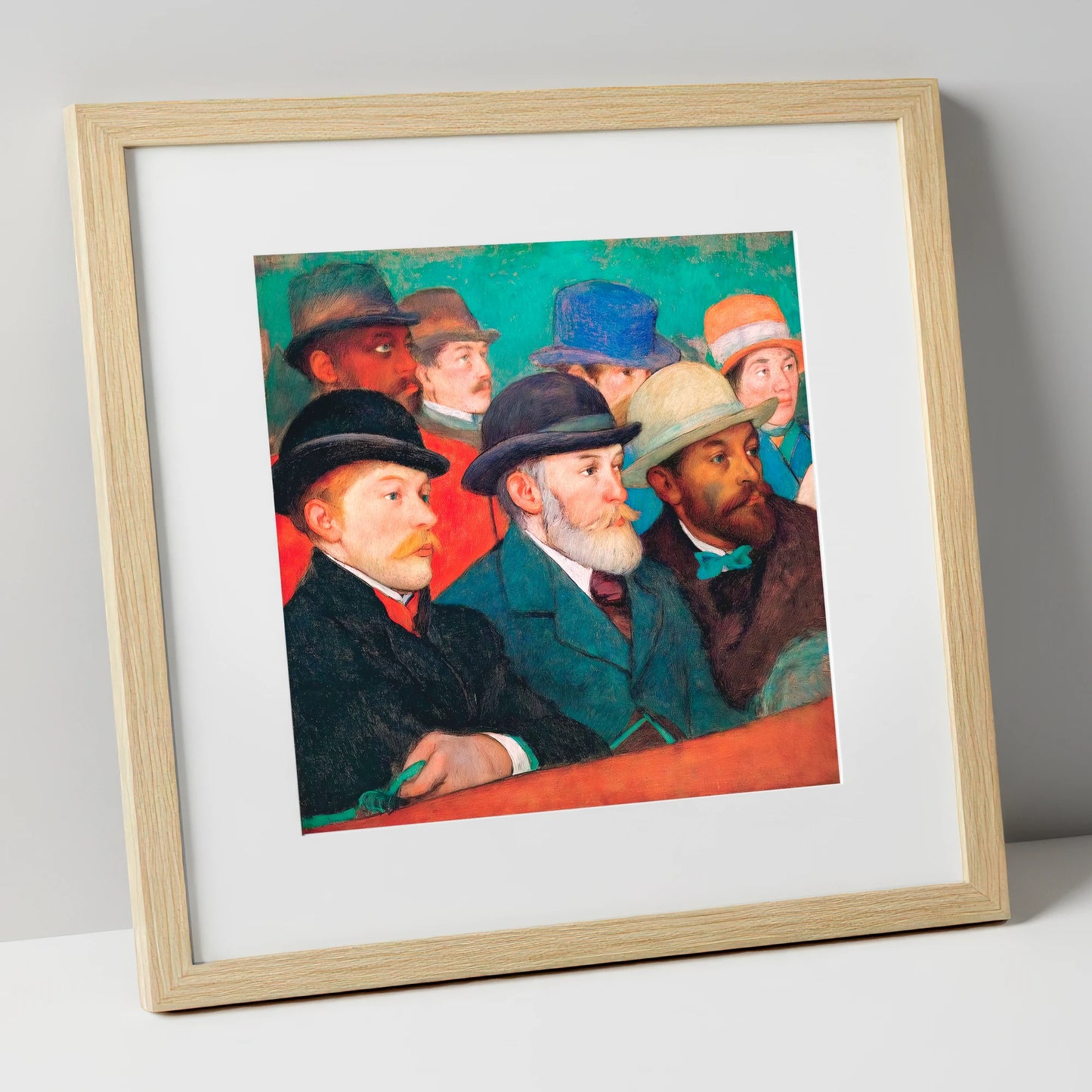 The Racing Crowd racing horse art print in natural frame