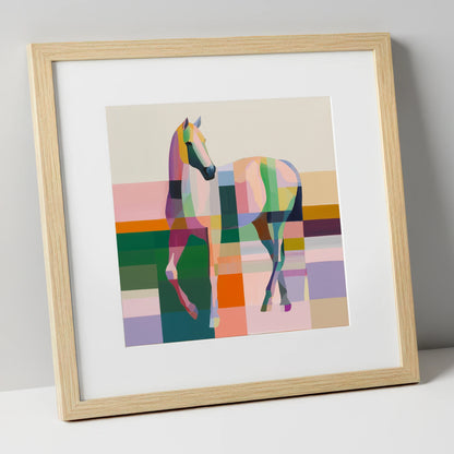 Structured Equine Elegance horse breed art print in natural frame