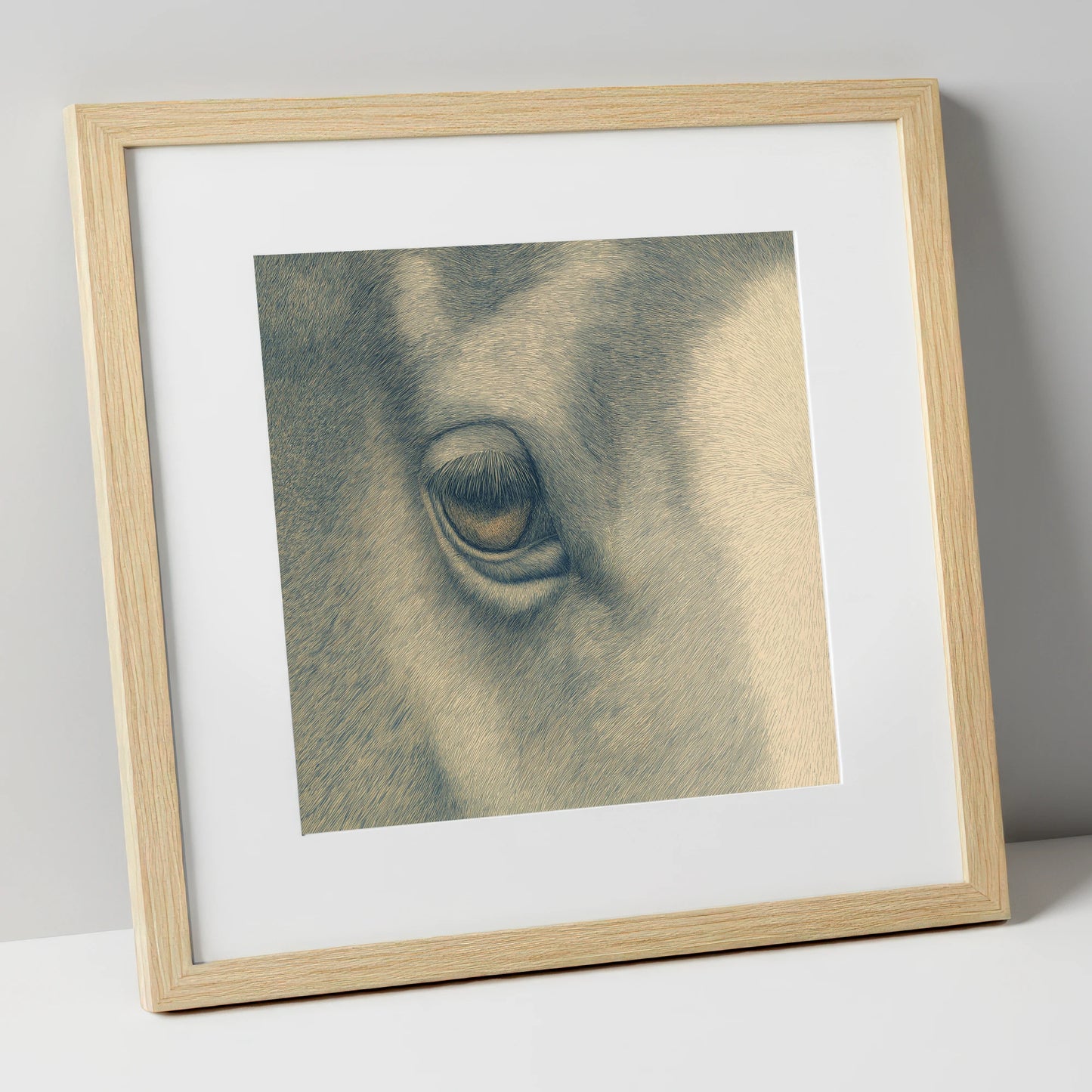 The Gentle Eye horse portrait art print in natural frame