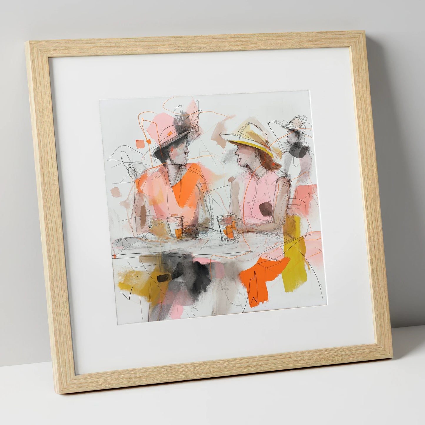 Between Races racing horse art print in natural frame