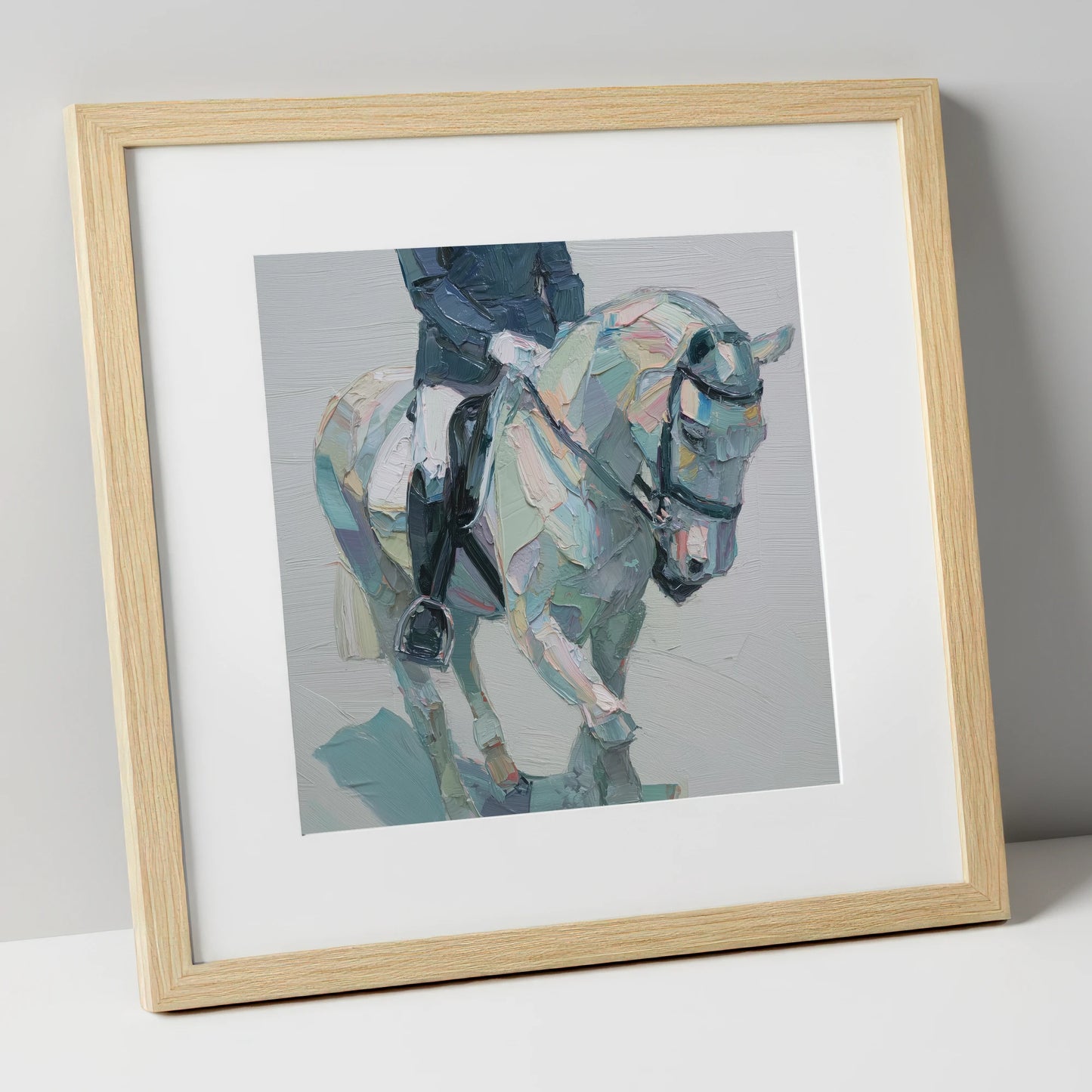 Collected In Pastel dressage horse art print in natural frame