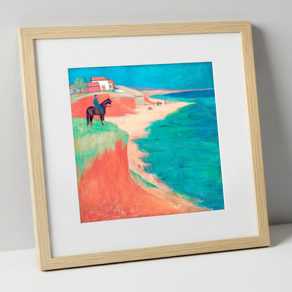 The Coastal Vantage horse landscape art print in natural frame