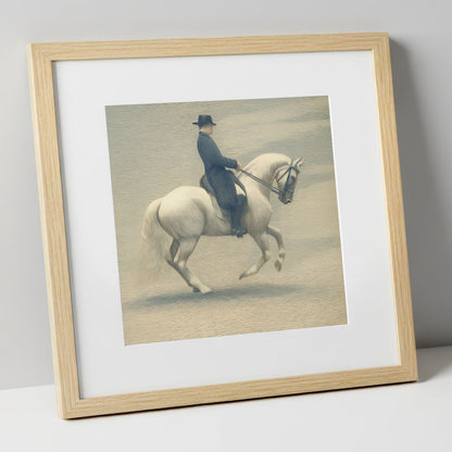 Classical Dressage Harmony dressage horse art print in natural frame