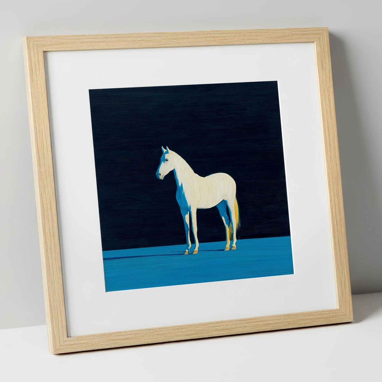 Azure Shadow Equine horse breed art print in natural frame