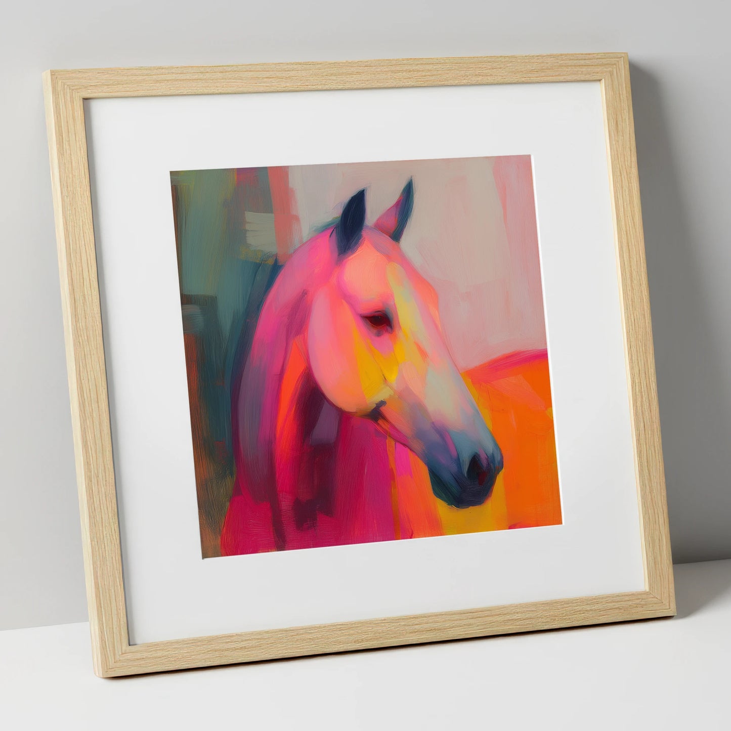 Radiant Equine Spirit horse portrait art print in natural frame