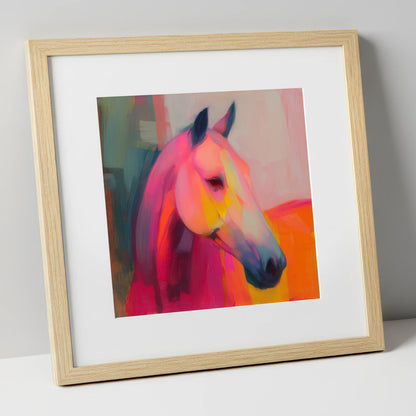 Radiant Equine Spirit horse portrait art print in natural frame