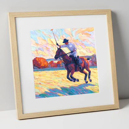 The Final Chukka polo horse art print in natural frame