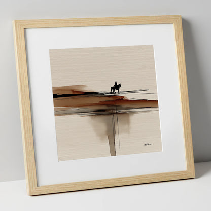Horizon Rider western horse art print in natural frame