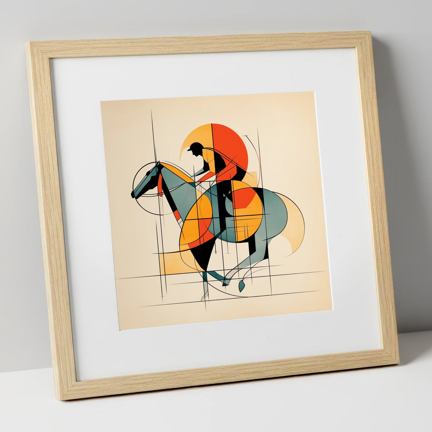 Rhythm of the Turf racing horse art print in natural frame