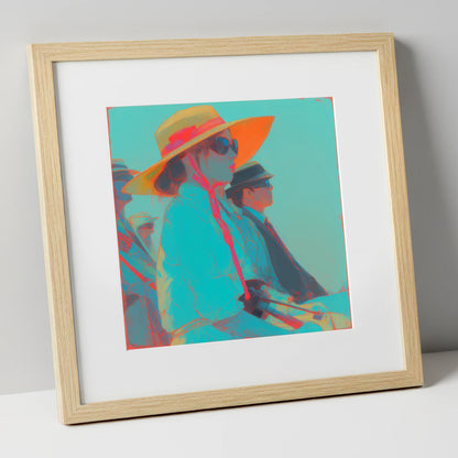 Grandstand Glamour racing horse art print in natural frame