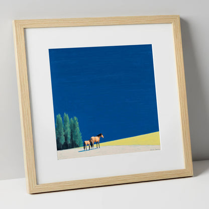 Under an Azure Sky horse landscape art print in natural frame