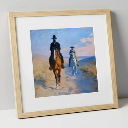 Shadows on the Plains western horse art print in natural frame