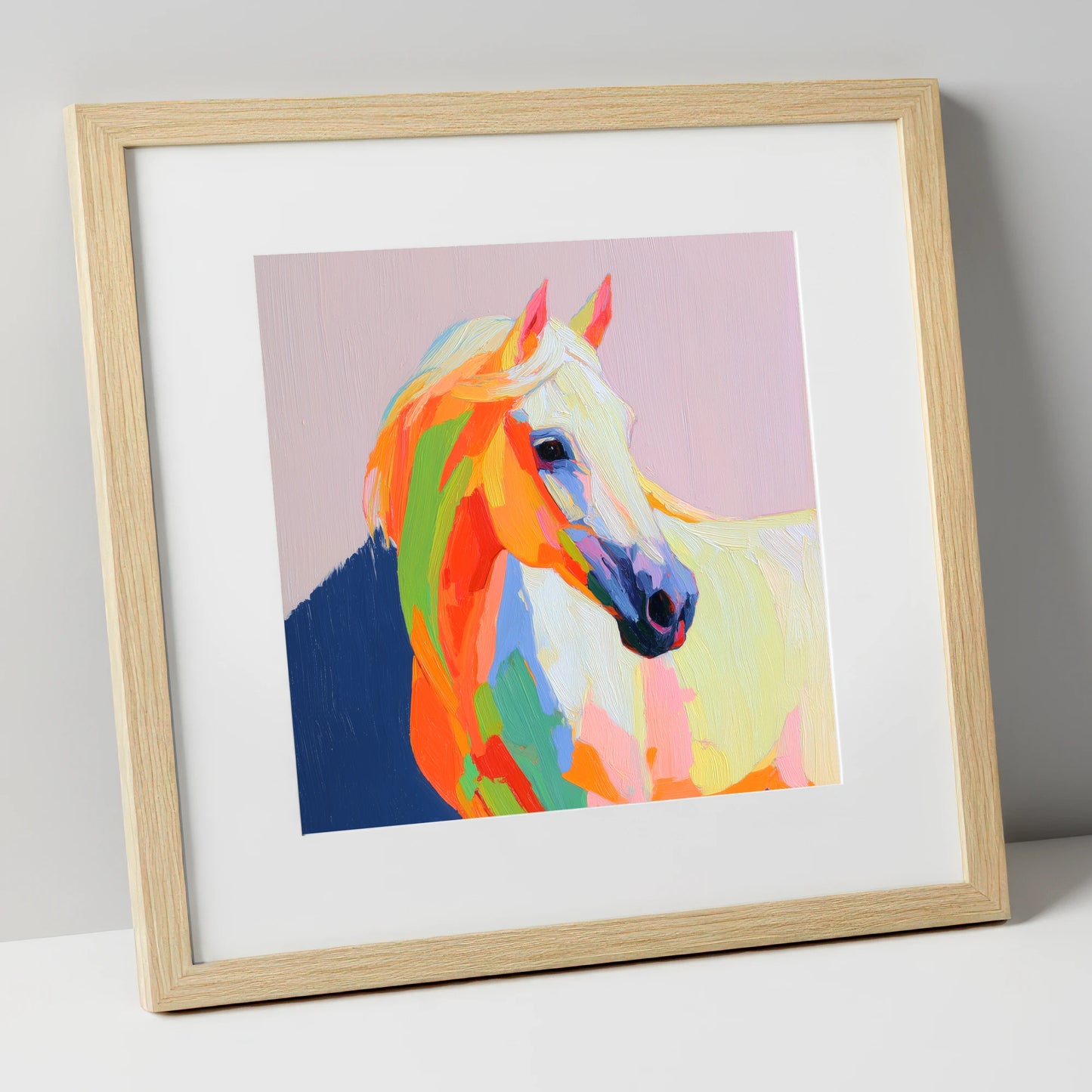Vivid Equine Profile horse breed art print in natural frame