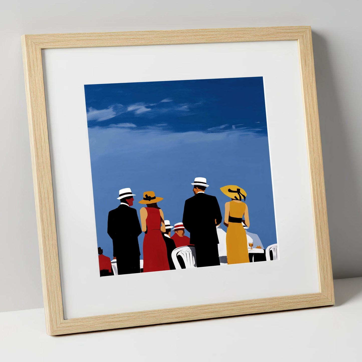 Race Day Elegance racing horse art print in natural frame