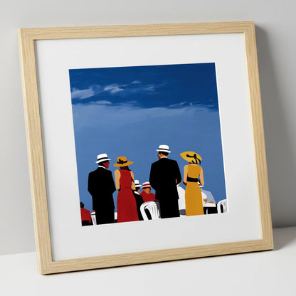 Race Day Elegance racing horse art print in natural frame