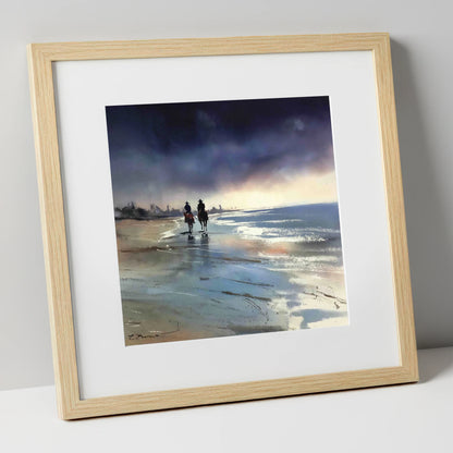 Shadows on the Shore horse landscape art print in natural frame
