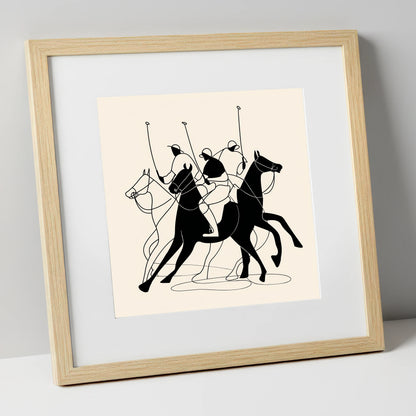 Dynamic Polo Silhouettes polo horse art print in natural frame