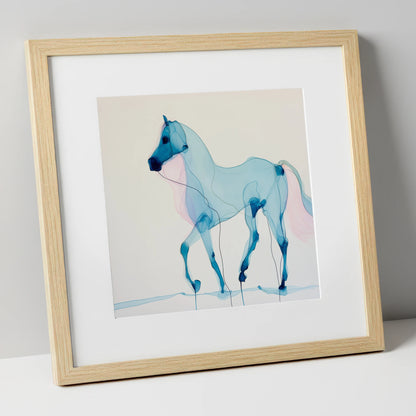 Cerulean Grace horse breed art print in natural frame