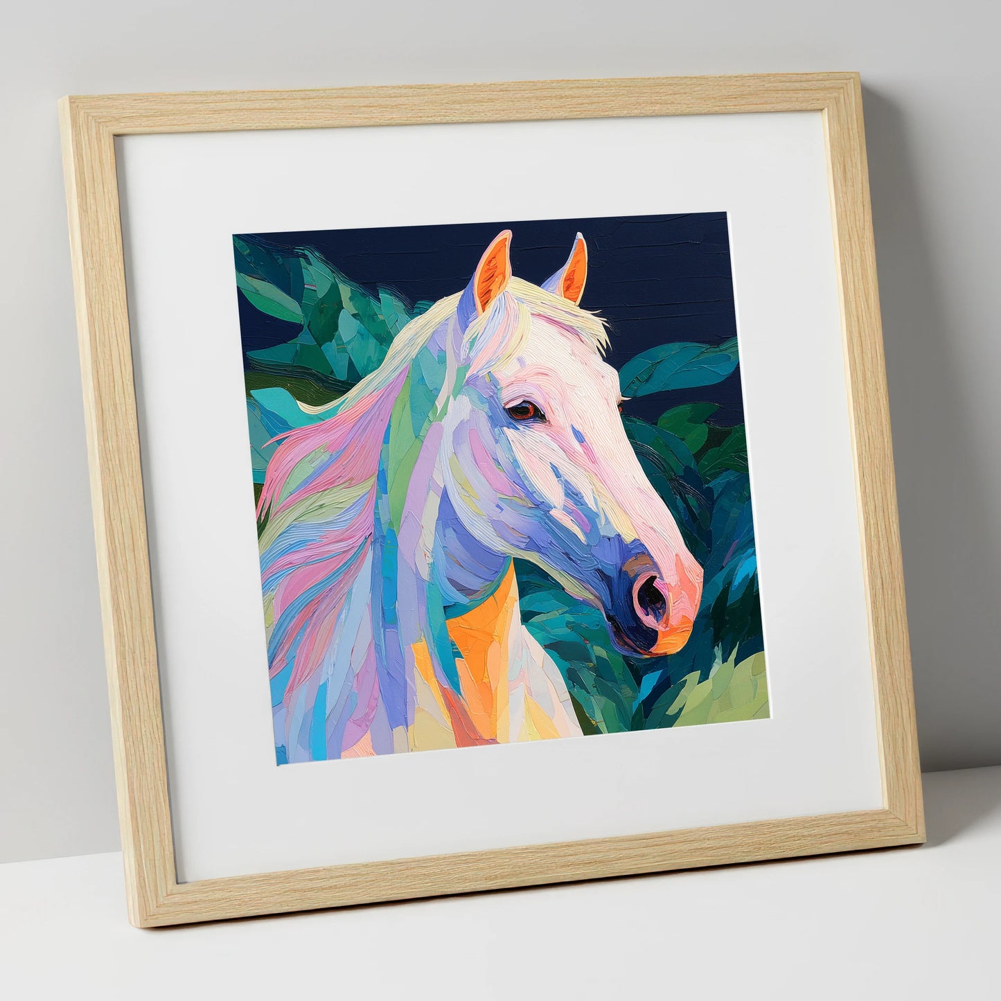 Prismatic Equine Spirit horse breed art print in natural frame