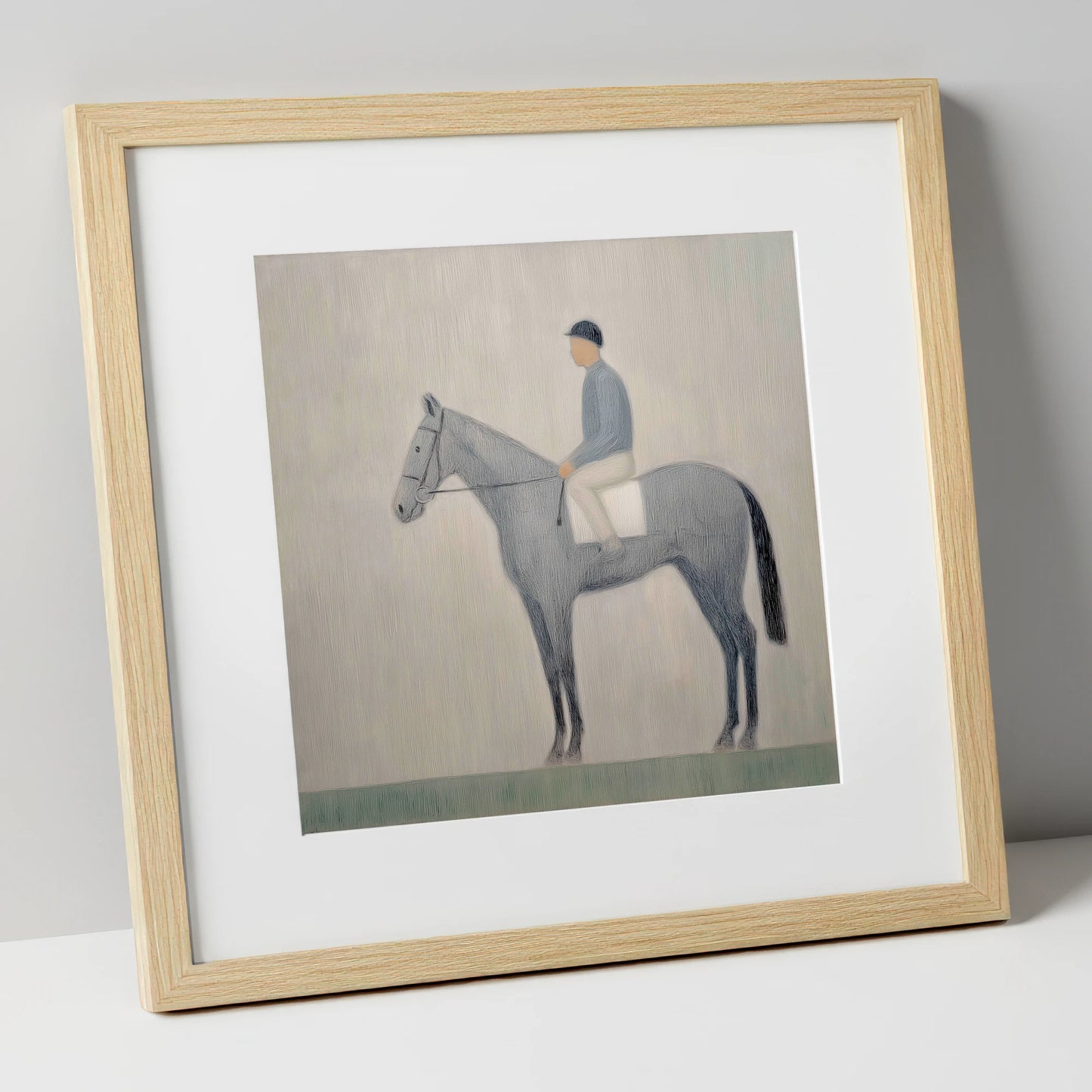 The Slate Grey Racer racing horse art print in natural frame