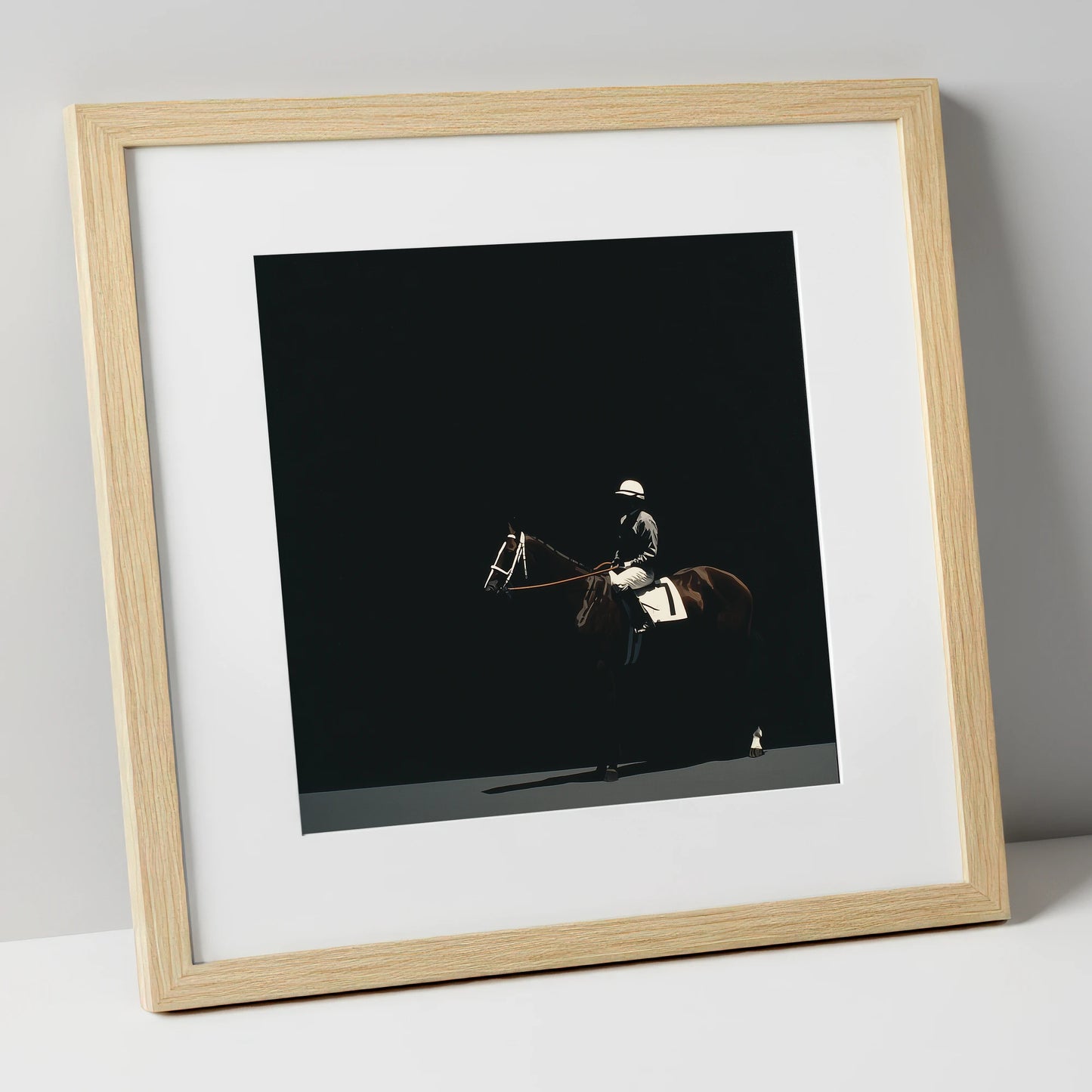 The Quiet Contender racing horse art print in natural frame