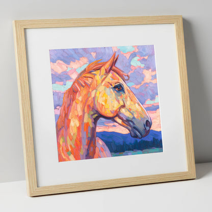 Prismatic Equine Portrait horse portrait art print in natural frame