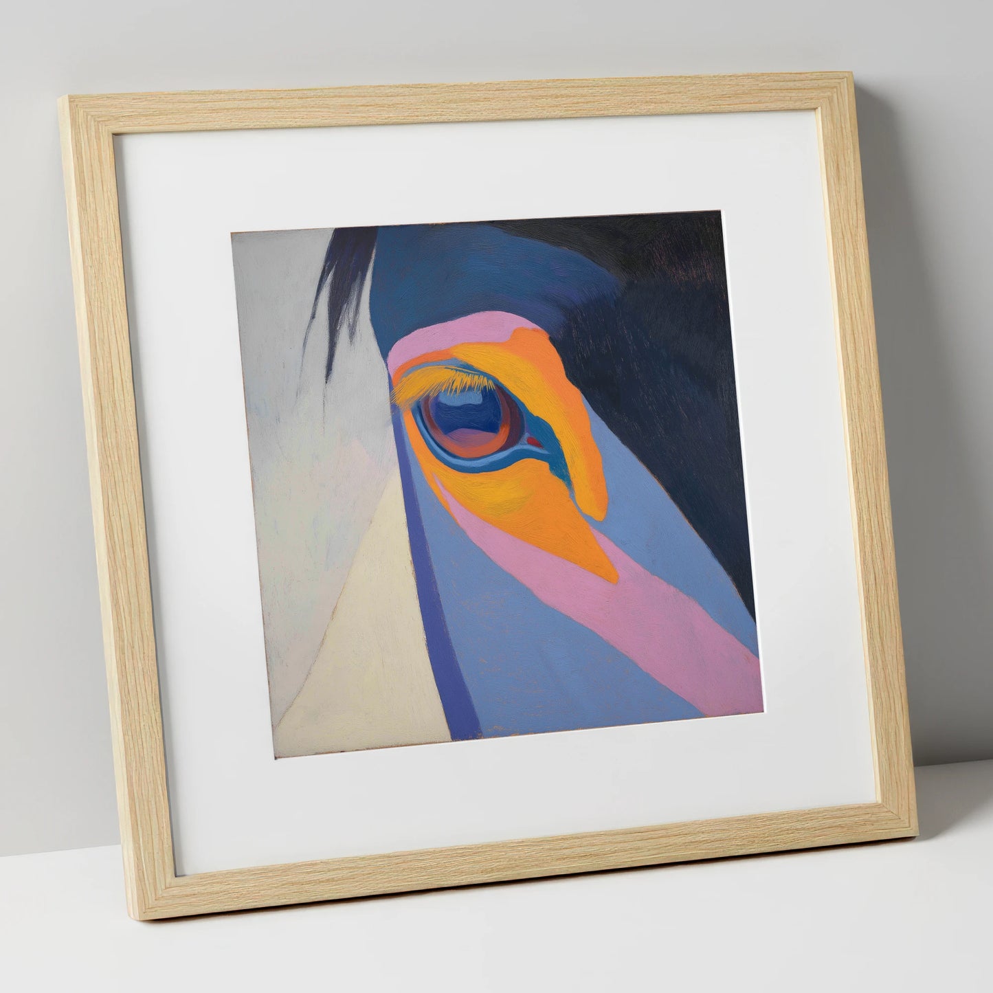 Chromatic Vision horse portrait art print in natural frame