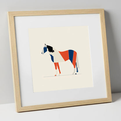 Modern Equine Geometry horse breed art print in natural frame