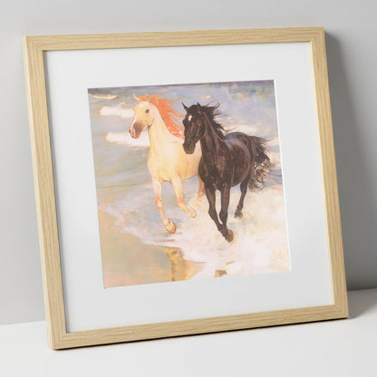 Ethereal Tide Gallop horse landscape art print in natural frame