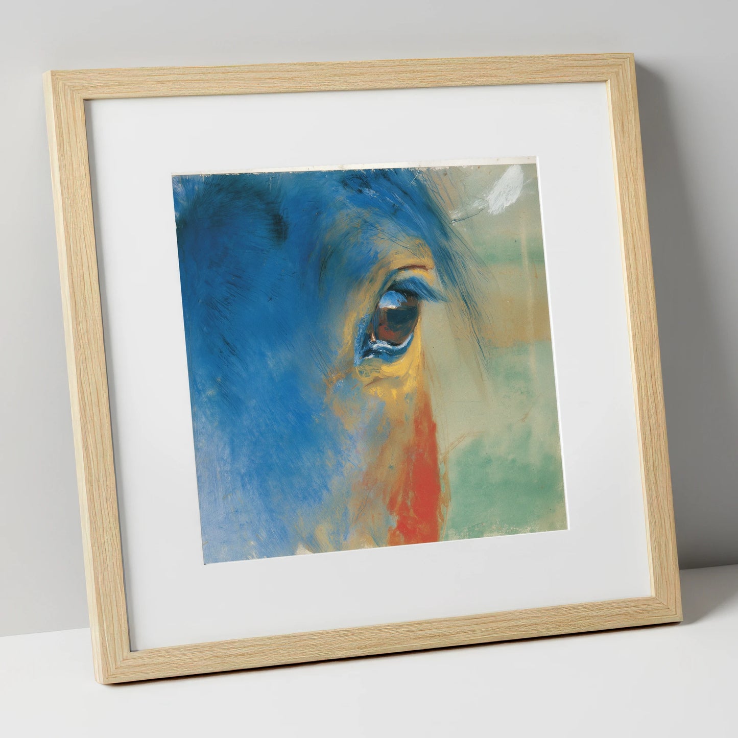 The Cerulean Gaze horse portrait art print in natural frame