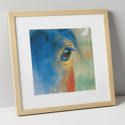 The Cerulean Gaze horse portrait art print in natural frame