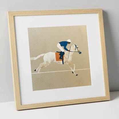 The Final Stride racing horse art print in natural frame