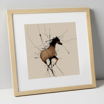 Kinetic Equine Spirit wild horses art print in natural frame