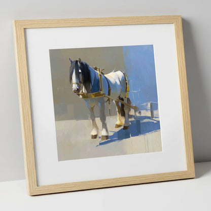 Dignity in the Shade working horse art print in natural frame