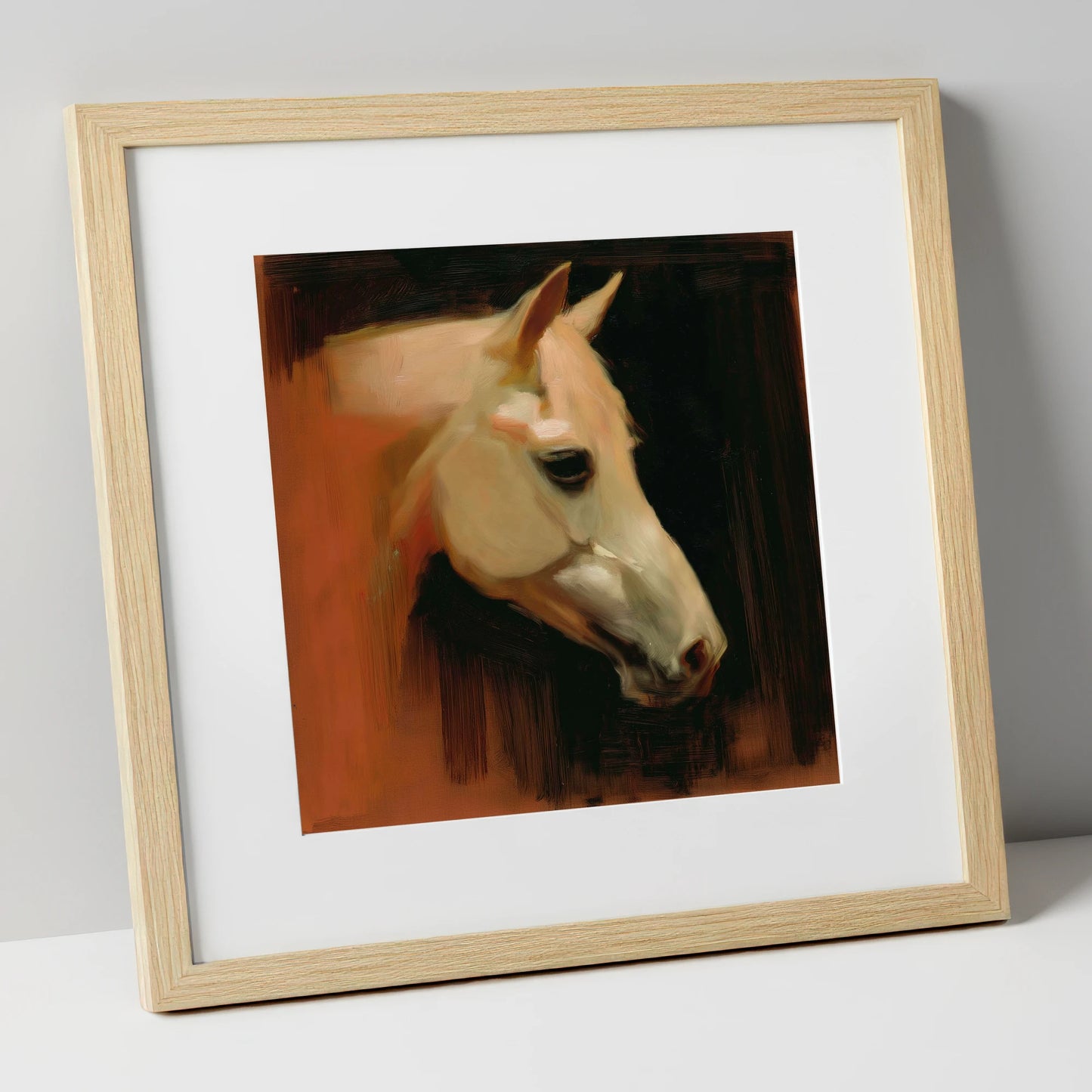 The Terracotta Portrait horse portrait art print in natural frame