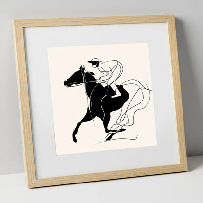Fluidity in Motion racing horse art print in natural frame