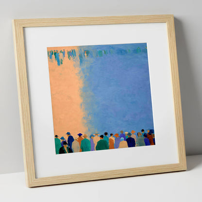 Waiting for the Field racing horse art print in natural frame
