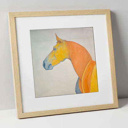 Rhythm In Amber horse portrait art print in natural frame