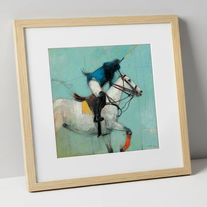 The Final Chukka polo horse art print in natural frame