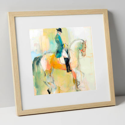 Abstract Dressage Harmony dressage horse art print in natural frame